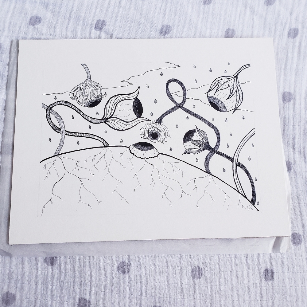 Handmade Ink Drawing: Land Of Eyeballs.